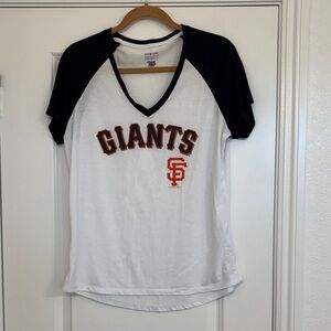 Majestic Black and White Giants Raglan Tee